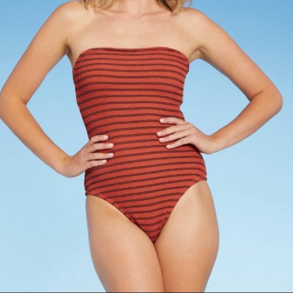 Kona Sol Rust and Black One Piece Swimsuit